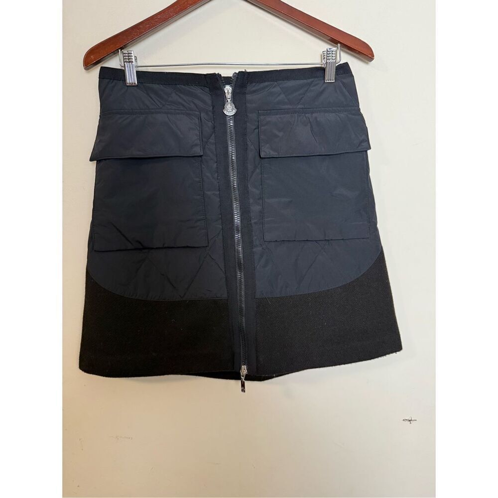 Moncler Double Zipper DownβMini Skirt with Front Pockets Black XL